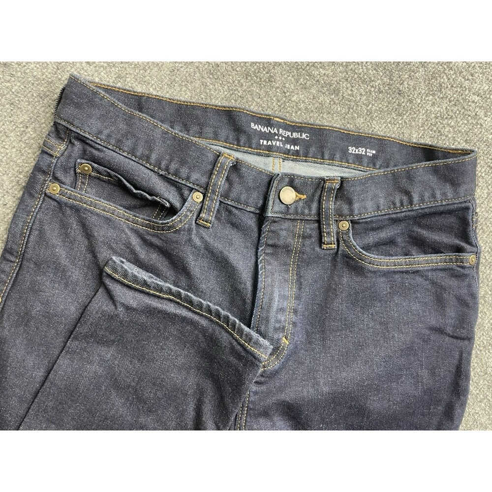 Banana Republic Traveler Jeans Mens 32x32 (29x30.5) Blue Dark Was Slim Straight